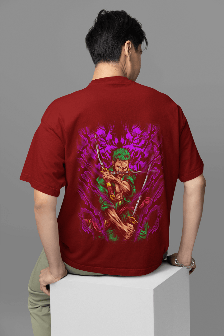 Pirate Hunter: Roronoa Zoro Demonic Aura Oversized Tee - Essentia Attire