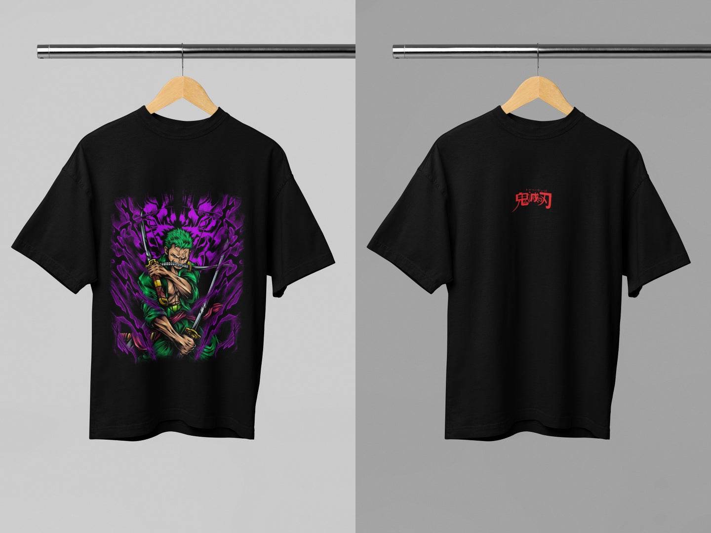 Pirate Hunter: Roronoa Zoro Demonic Aura Oversized Tee - Essentia Attire