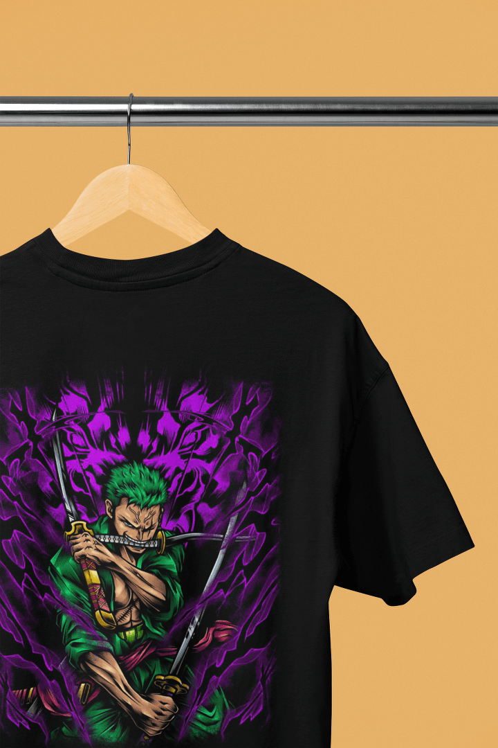 Pirate Hunter: Roronoa Zoro Demonic Aura Oversized Tee - Essentia Attire