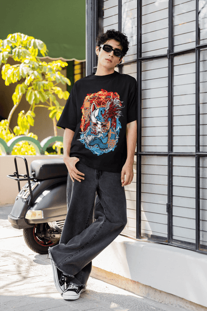 Kitsune Dragon: Yin Yang Fox Mask - Essentia Attire