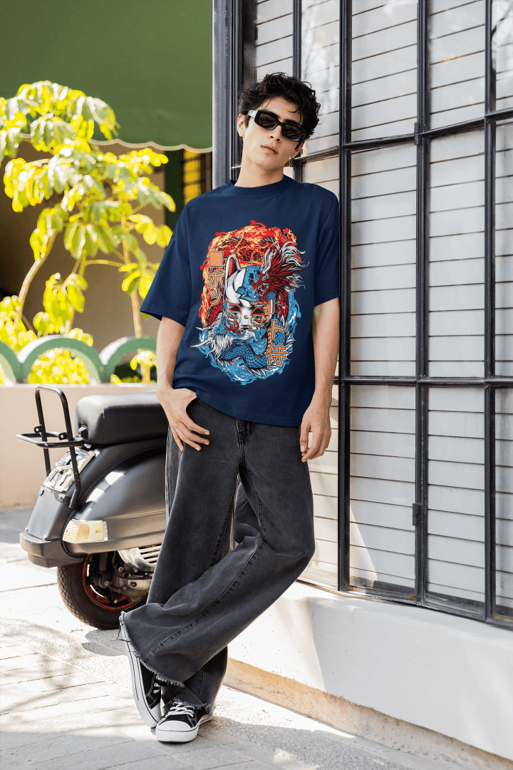 Kitsune Dragon: Yin Yang Fox Mask - Essentia Attire