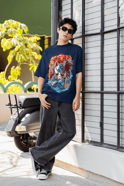 Kitsune Dragon: Yin Yang Fox Mask - Essentia Attire