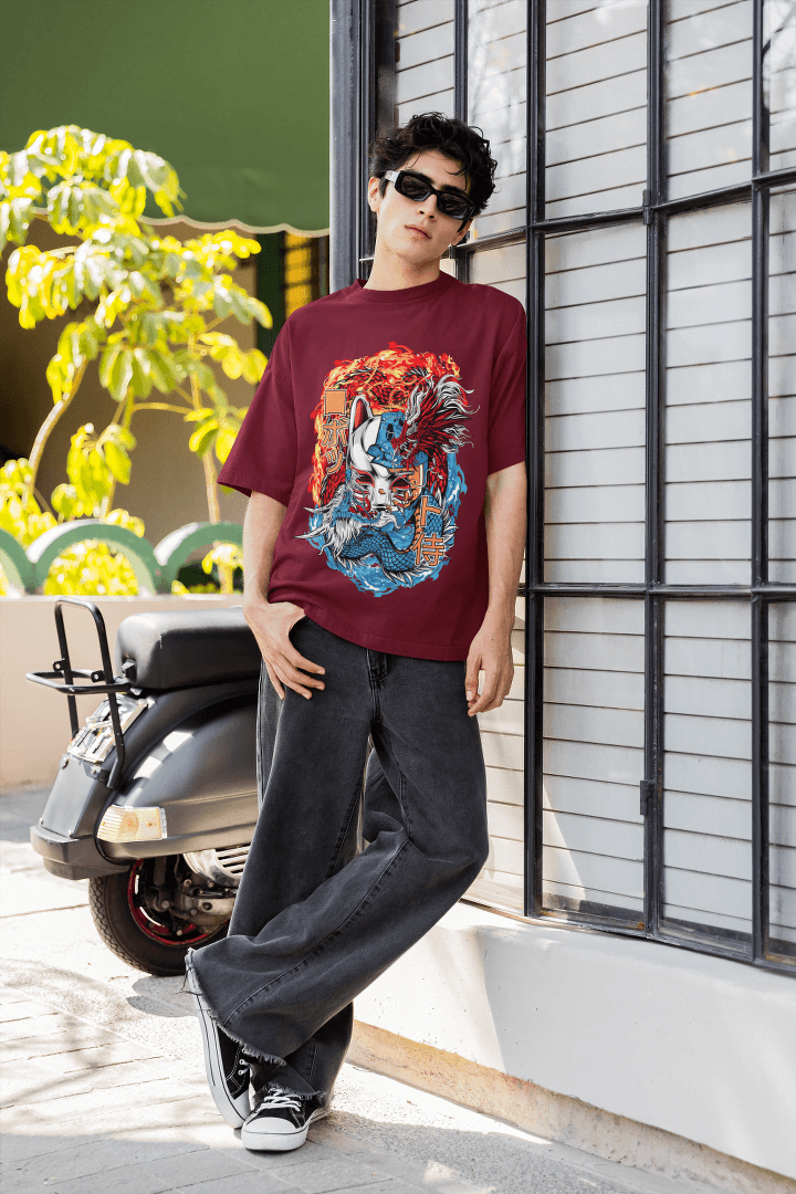 Kitsune Dragon: Yin Yang Fox Mask - Essentia Attire
