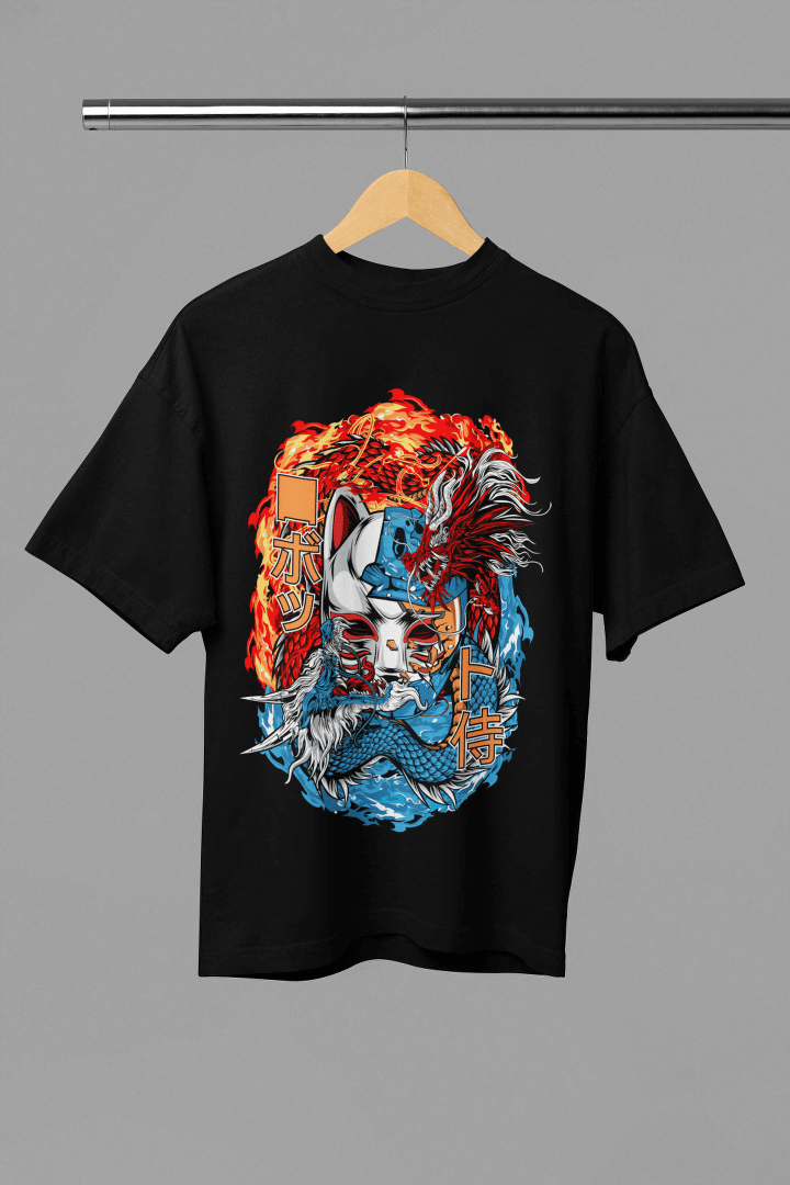 Kitsune Dragon: Yin Yang Fox Mask - Essentia Attire