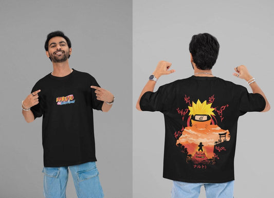 Naruto Sage Mode | Kurama Nine-Tails Chakra Art Oversized T-Shirt - Essentia Attire