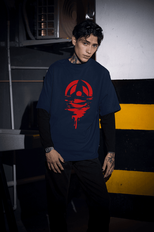 Liquid Mangekyo Sharingan | Naruto Inspired Uchiha Clan Art Oversized Tee - Essentia Attire
