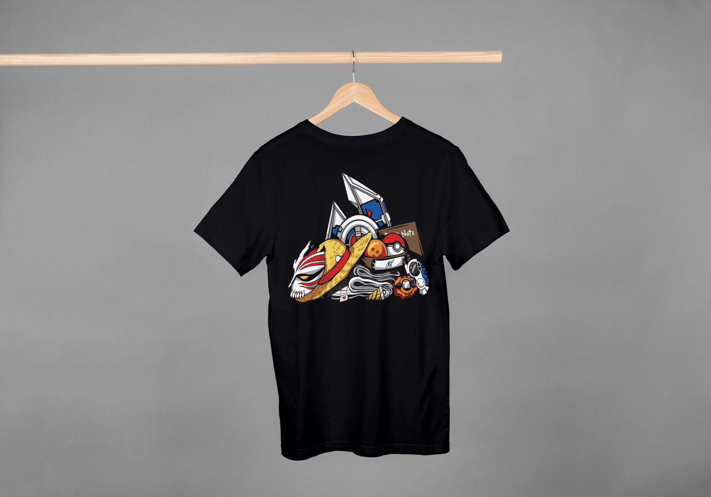 Anime Fan Mashup: Iconic Series Items Tee - Essentia Attire