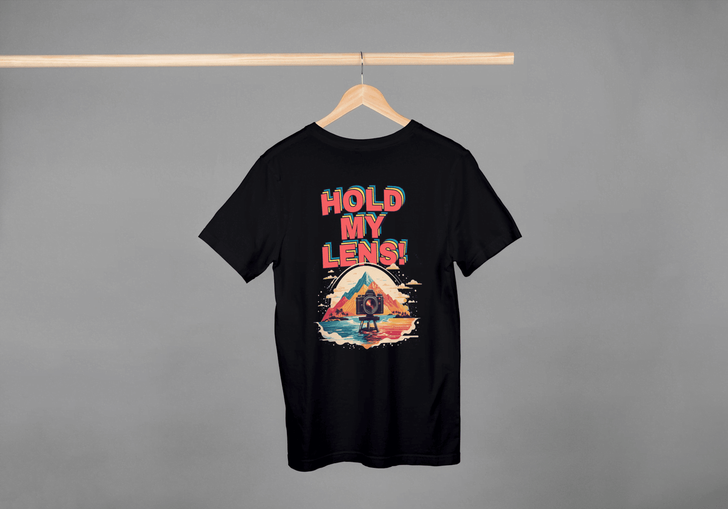 Hold My Lens Retro Photographer: Camera & Landscape Tee - Essentia Attire