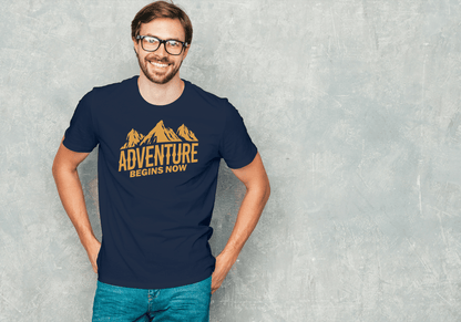 Adventure Begins Now: Mountain Graphic Tee - Essentia Attire
