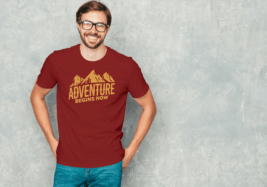 Adventure Begins Now: Mountain Graphic Tee - Essentia Attire