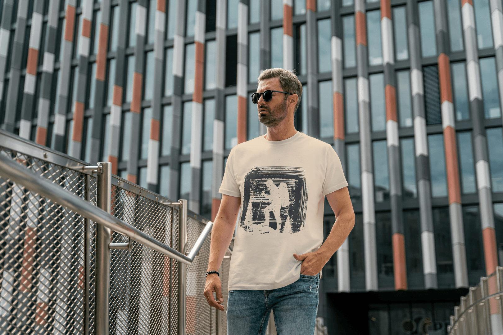 Abstract Explorer Adventure: Grunge Outdoor Graphic Tee - Essentia Attire