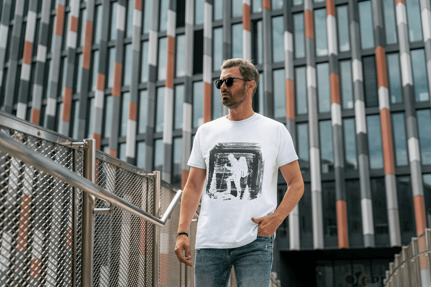 Abstract Explorer Adventure: Grunge Outdoor Graphic Tee - Essentia Attire