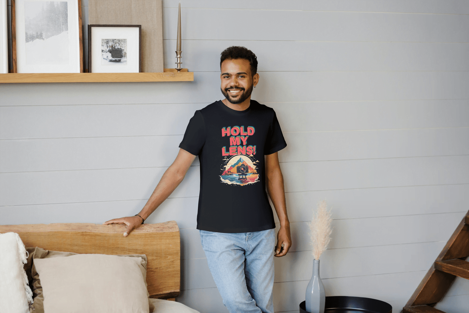 Hold My Lens Retro Photographer: Camera & Landscape Tee - Essentia Attire