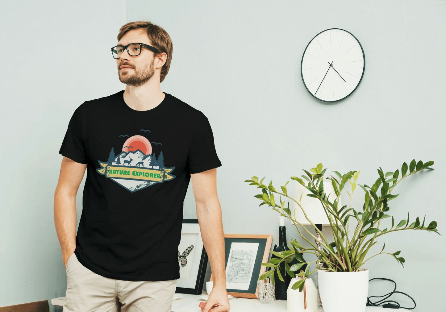 Nature Explorer Shield: Scenic Wildlife Adventure Tee - Essentia Attire