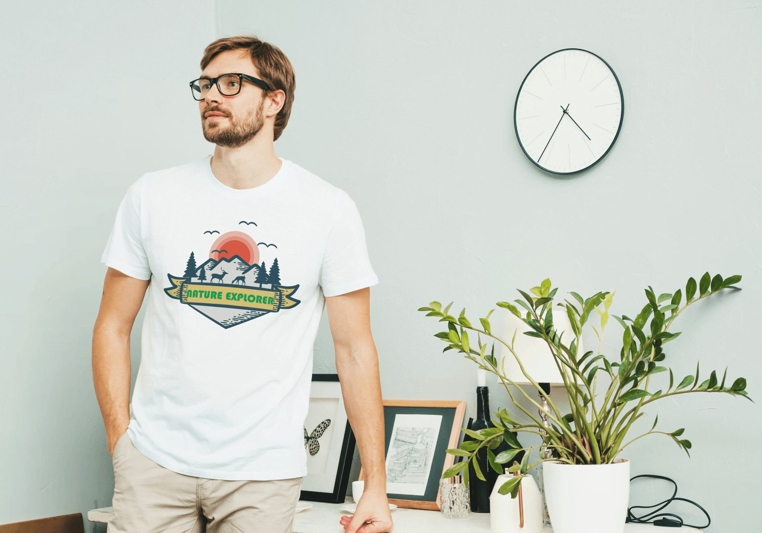 Nature Explorer Shield: Scenic Wildlife Adventure Tee - Essentia Attire