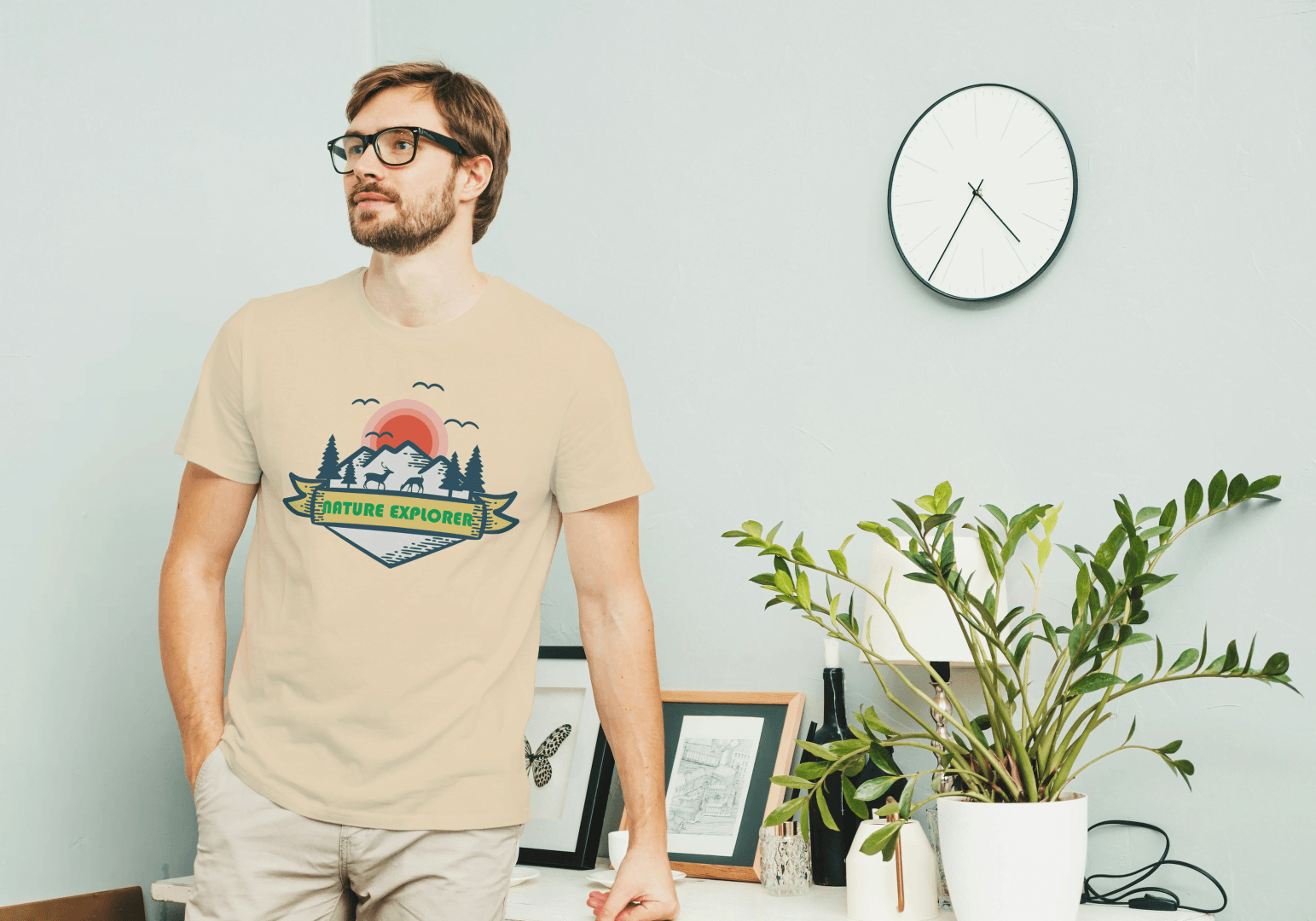 Nature Explorer Shield: Scenic Wildlife Adventure Tee - Essentia Attire