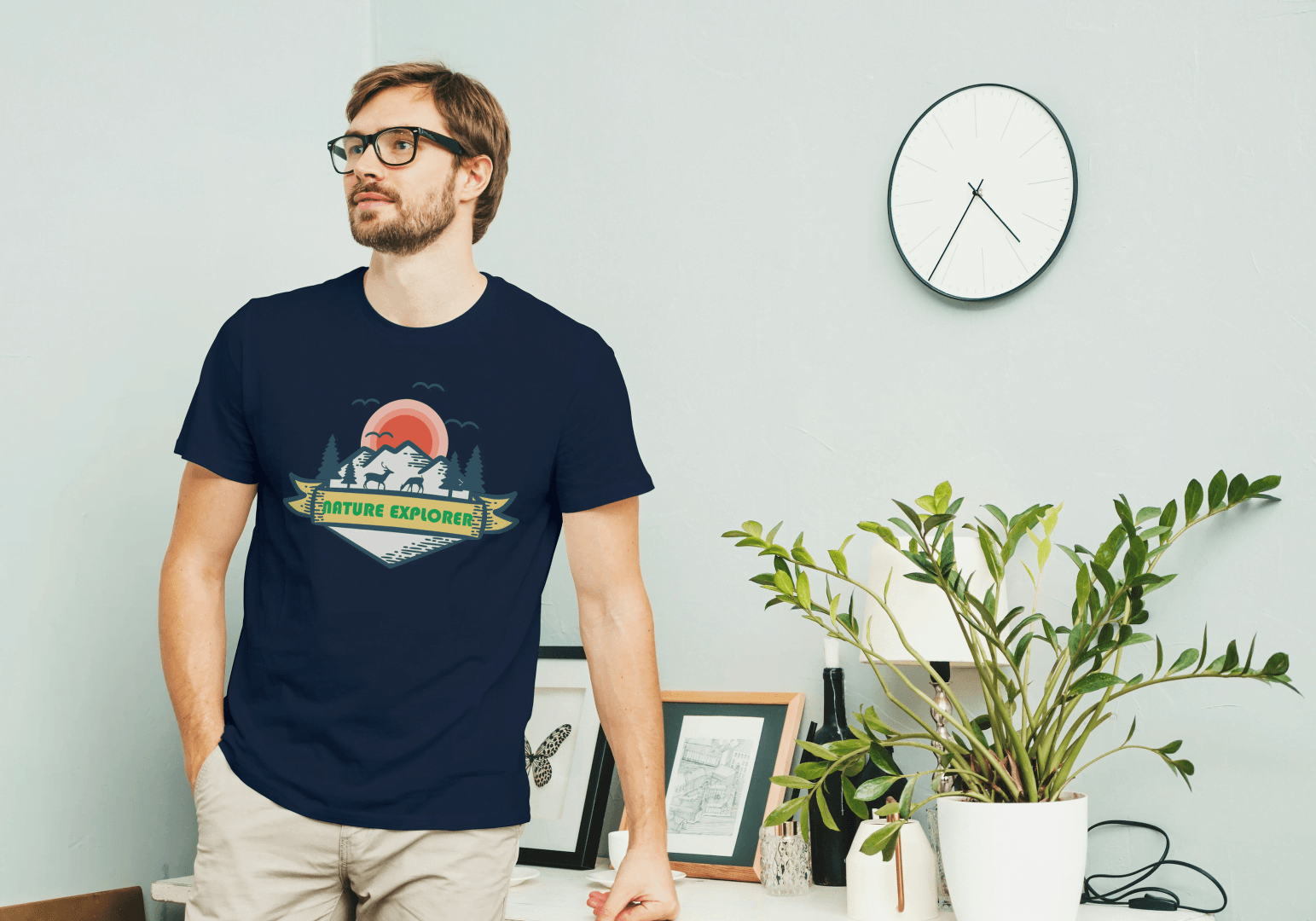 Nature Explorer Shield: Scenic Wildlife Adventure Tee - Essentia Attire