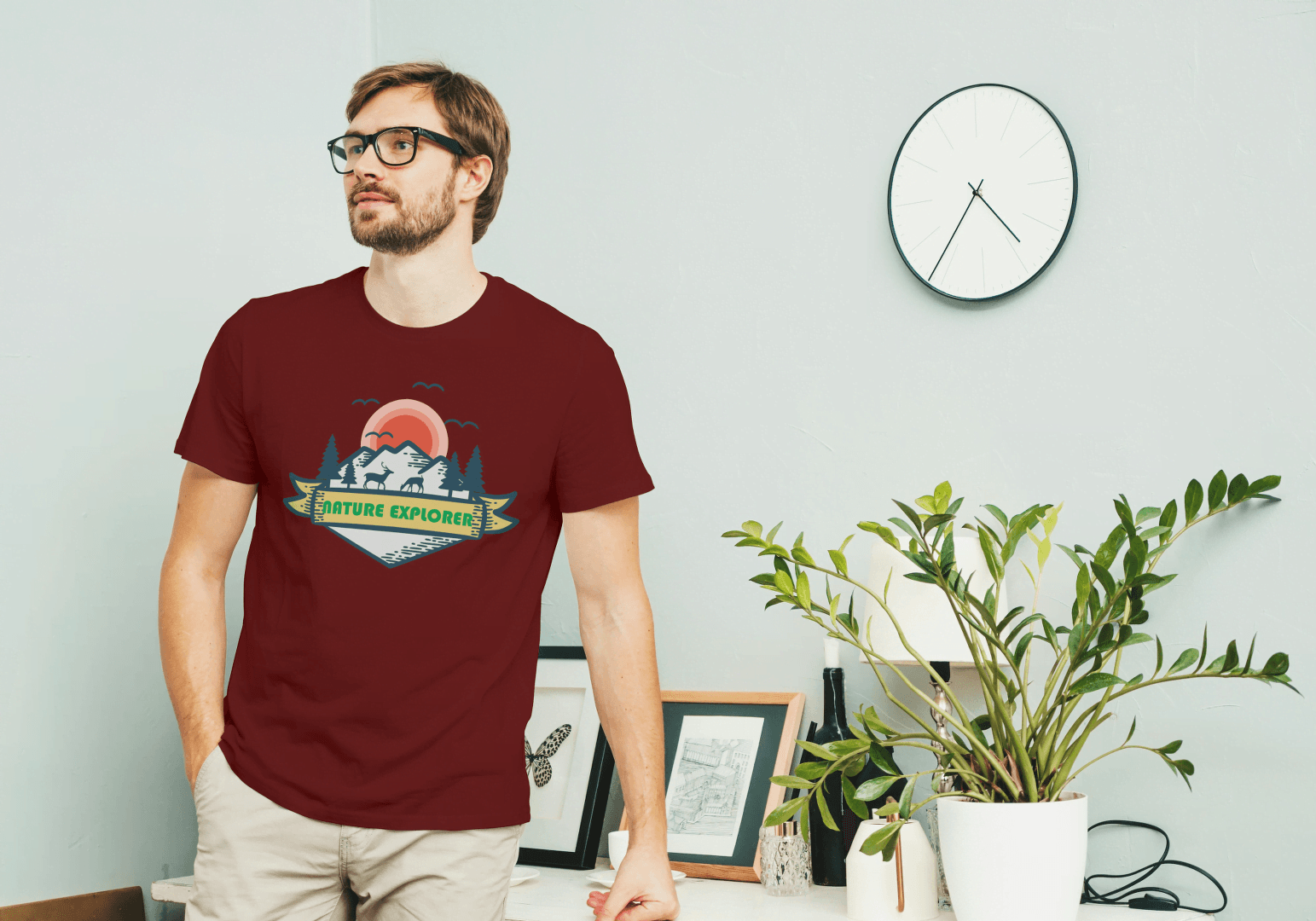 Nature Explorer Shield: Scenic Wildlife Adventure Tee - Essentia Attire