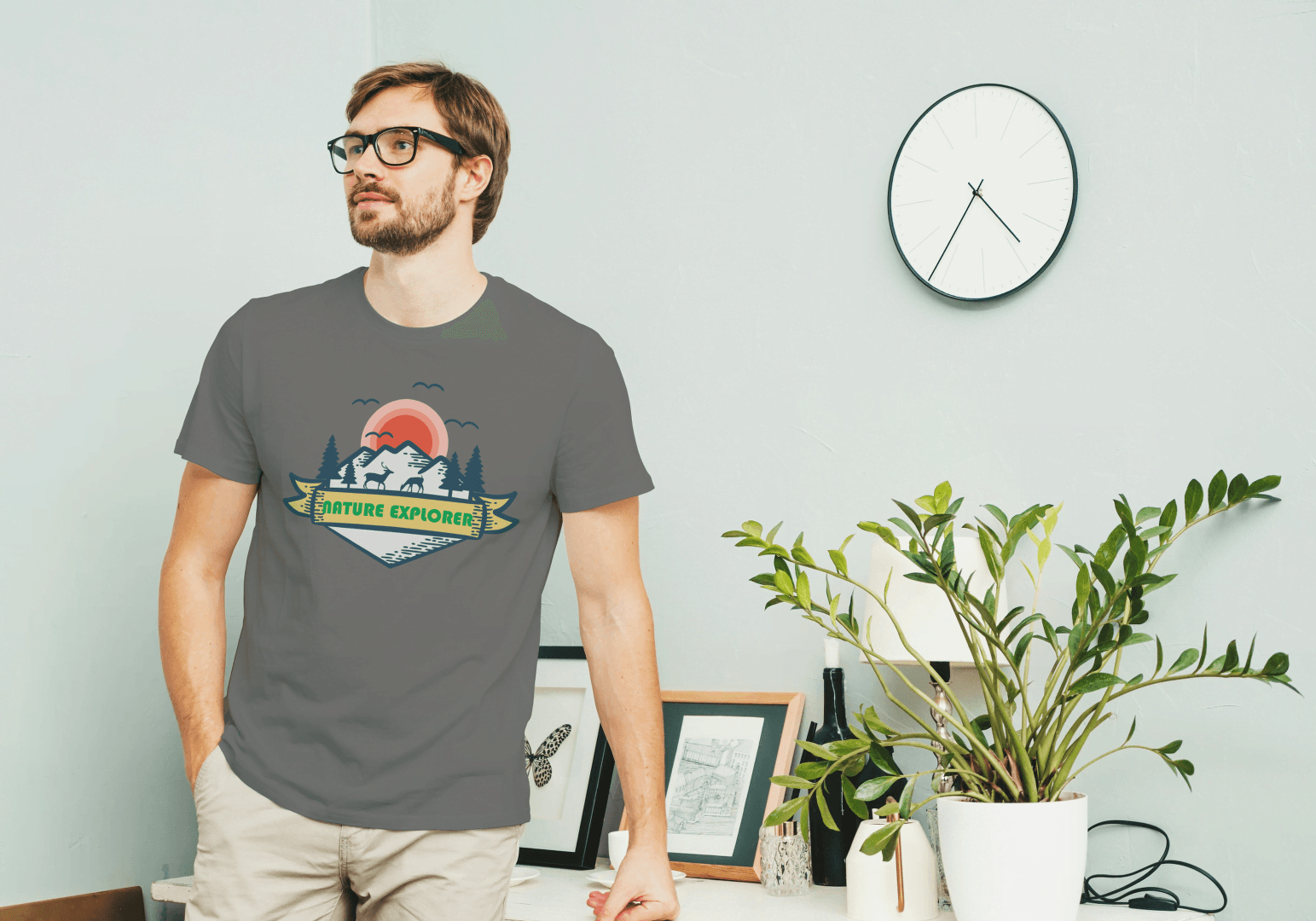 Nature Explorer Shield: Scenic Wildlife Adventure Tee - Essentia Attire