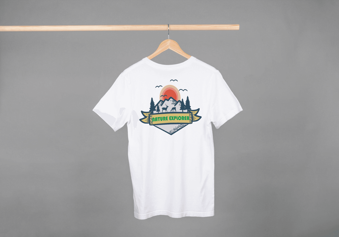 Nature Explorer Shield: Scenic Wildlife Adventure Tee - Essentia Attire