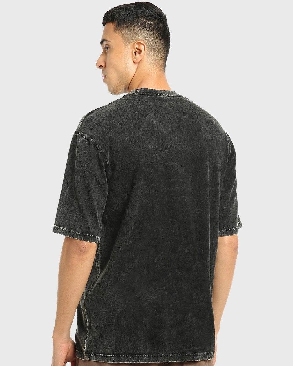 Acidwash Oversized Plain T-Shirt: Vintage Distressed Drop-shoulder - Essentia Attire