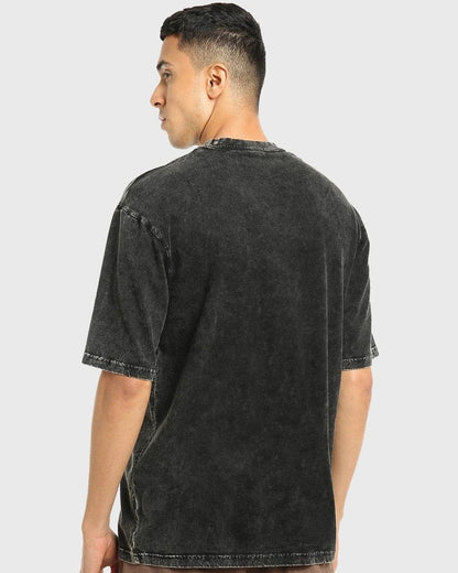 Acidwash Oversized Plain T-Shirt: Vintage Distressed Drop-shoulder - Essentia Attire