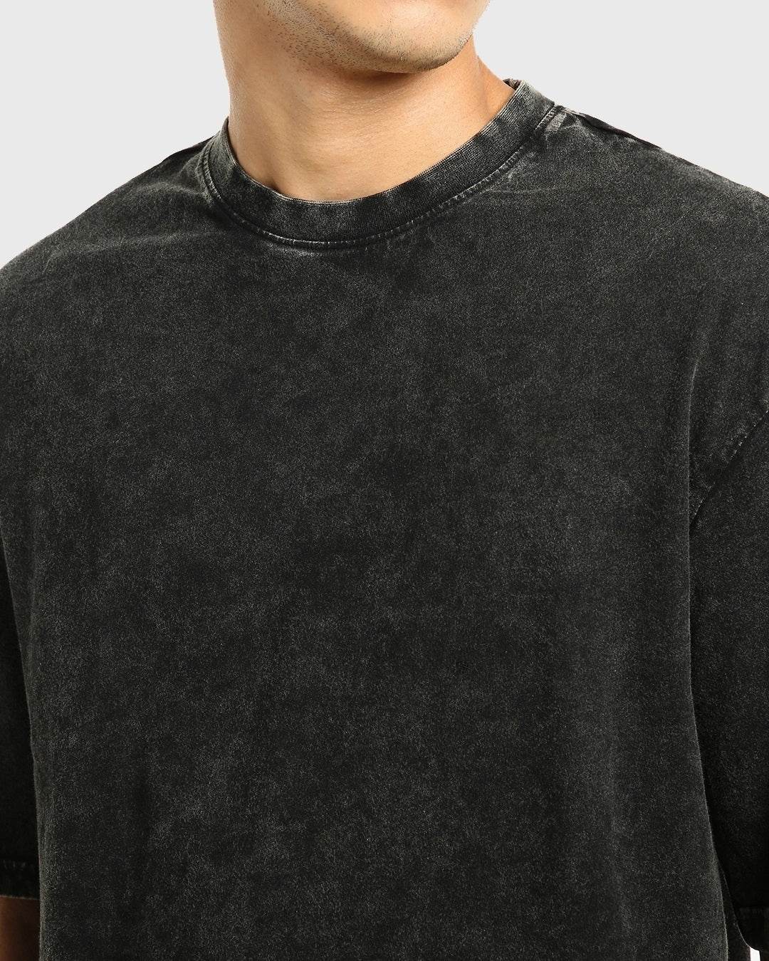 Acidwash Oversized Plain T-Shirt: Vintage Distressed Drop-shoulder - Essentia Attire