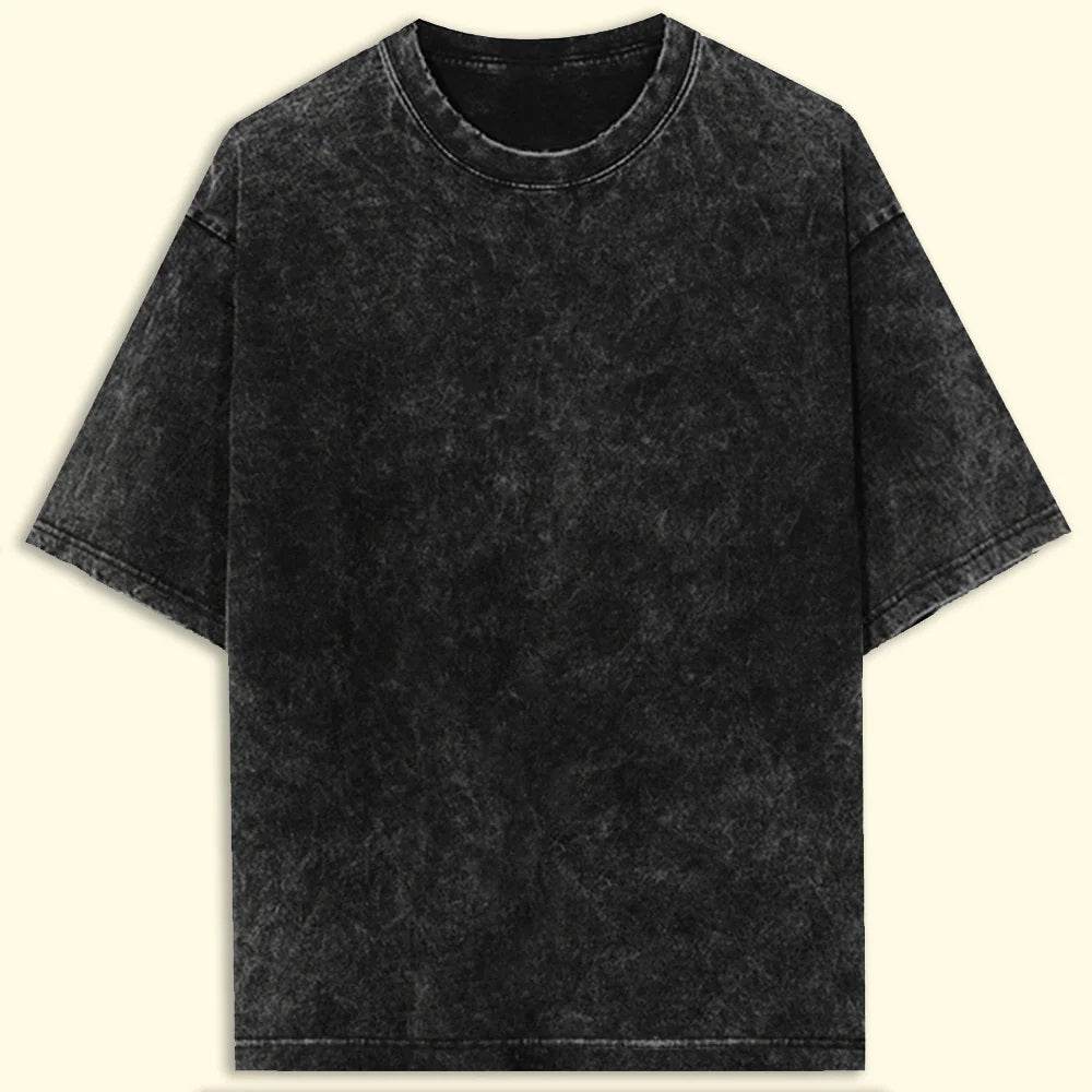 Acidwash Oversized Plain T-Shirt: Vintage Distressed Drop-shoulder - Essentia Attire