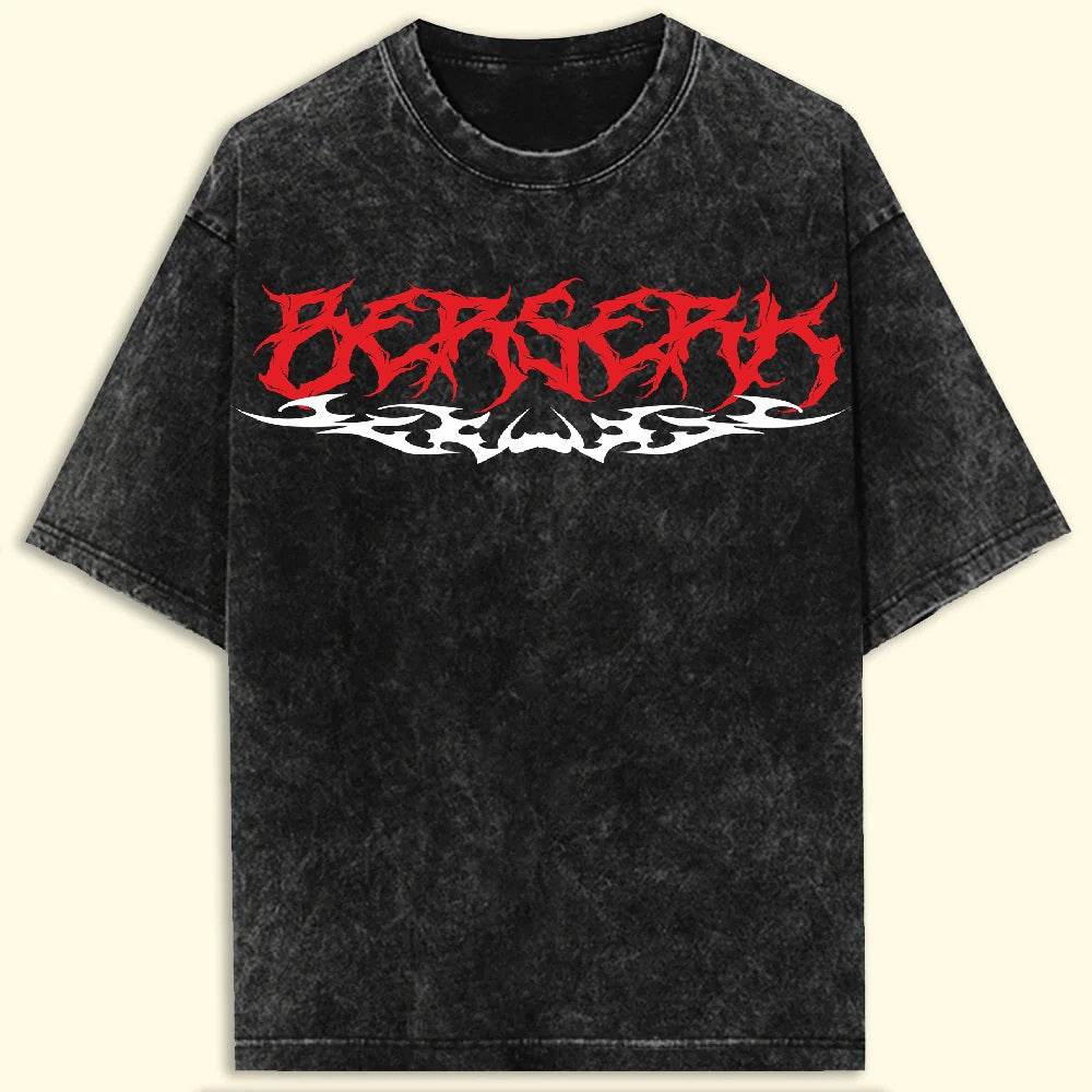 Berserk Acidwash T-Shirt | Guts & Mark of Sacrifice Tee | Heavy Metal Style - Essentia Attire