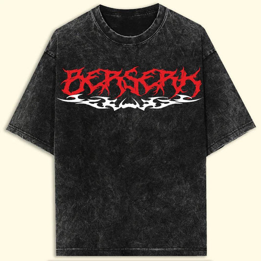 Berserk Acidwash T-Shirt | Guts & Mark of Sacrifice Tee | Heavy Metal Style - Essentia Attire