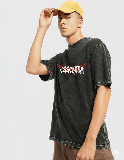 ESSENTIA Acidwash Unisex Oversized | Heavy Metal | Gothic Graphic Tee - Essentia Attire