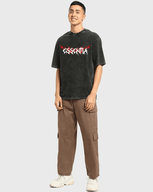 ESSENTIA Acidwash Unisex Oversized | Heavy Metal | Gothic Graphic Tee - Essentia Attire