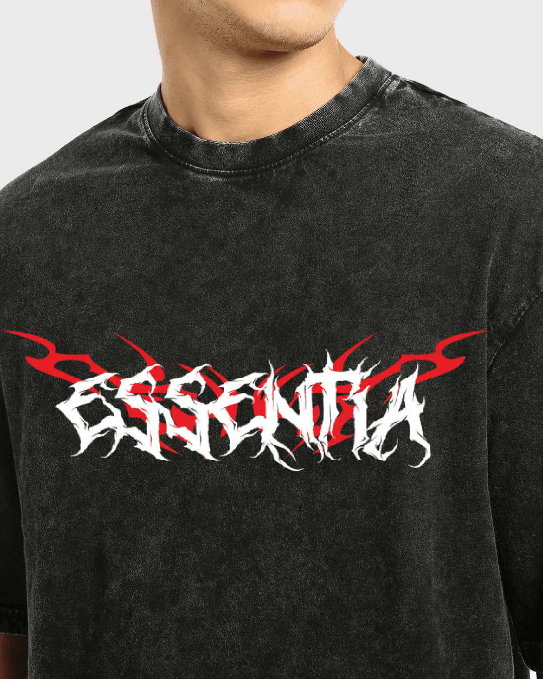 ESSENTIA Acidwash Unisex Oversized | Heavy Metal | Gothic Graphic Tee - Essentia Attire