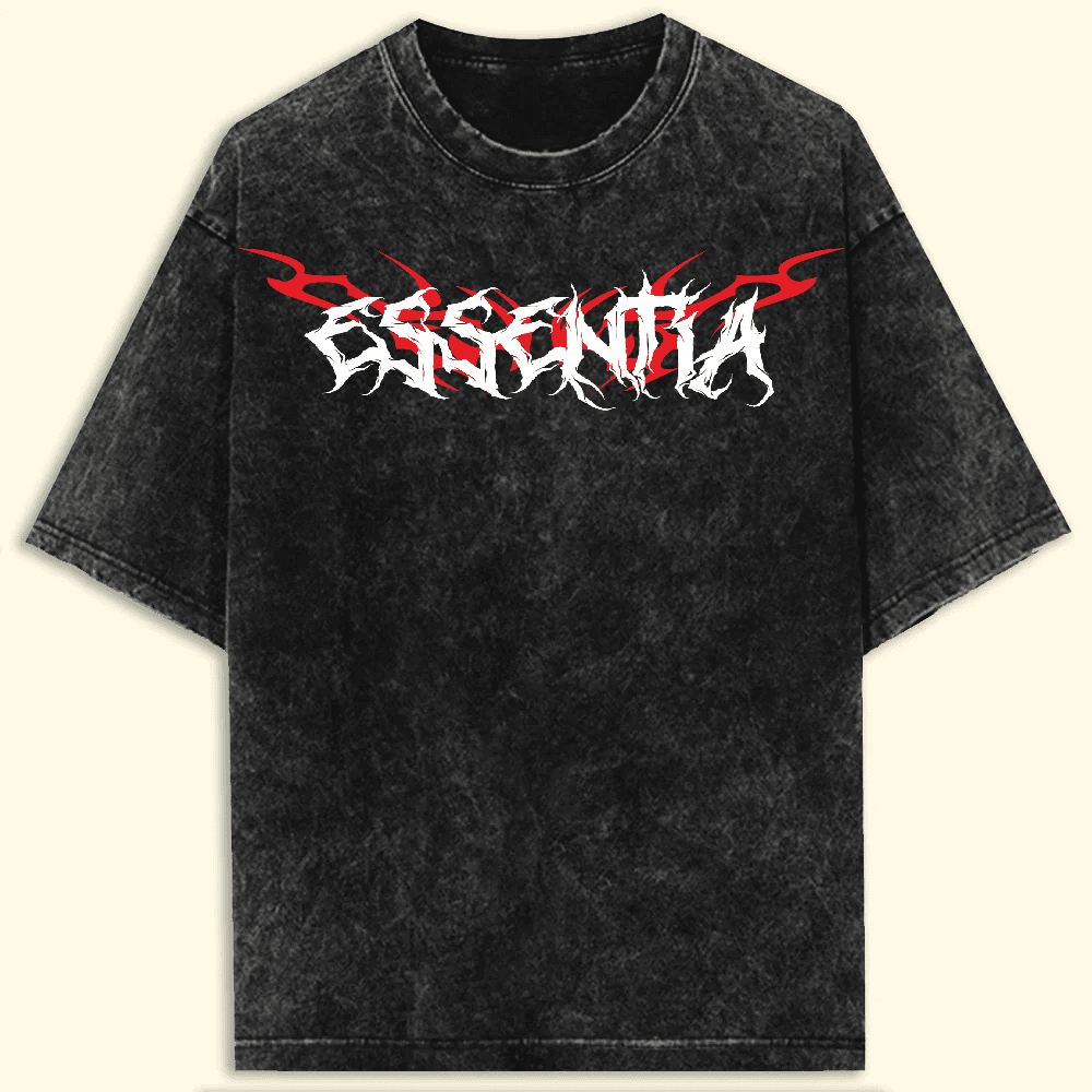 ESSENTIA Acidwash Unisex Oversized | Heavy Metal | Gothic Graphic Tee - Essentia Attire