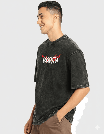 ESSENTIA Acidwash Unisex Oversized | Heavy Metal | Gothic Graphic Tee - Essentia Attire