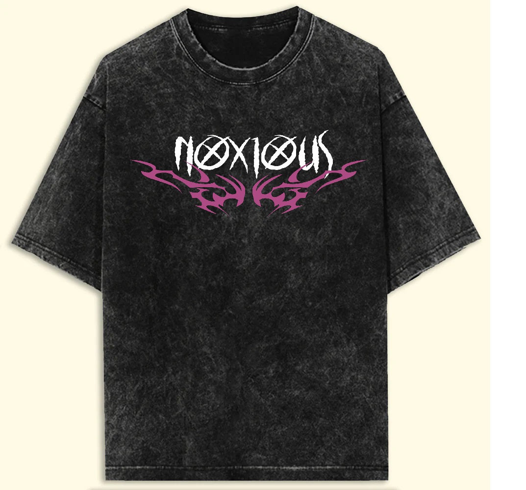 Gothic "Noxious" Oversized Tee | Women's Metalcore Style T-Shirt | Acidwash Casual