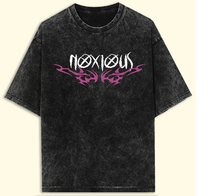 Gothic "Noxious" Oversized Tee | Women's Metalcore Style T-Shirt | Acidwash Casual