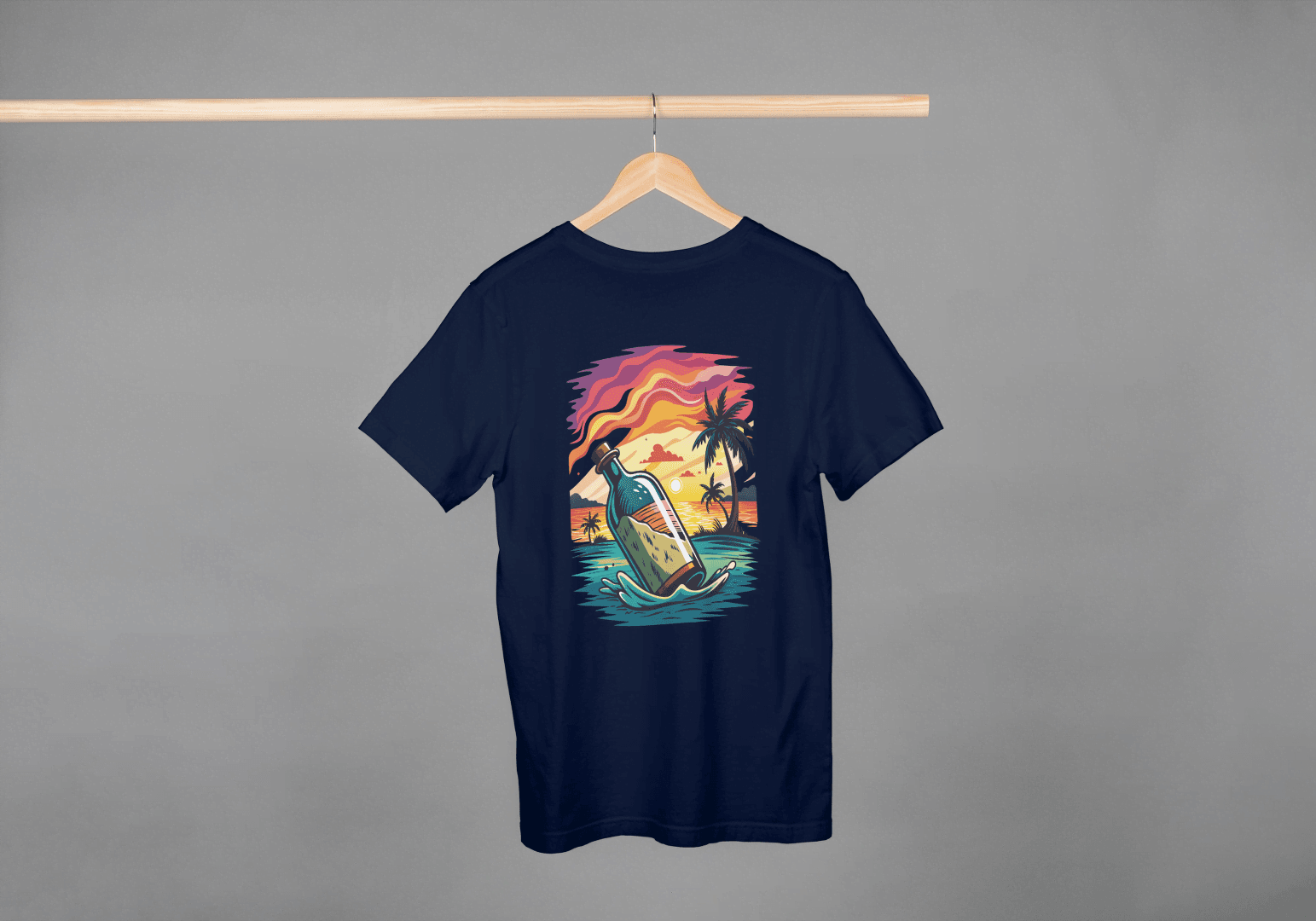 Message in a Bottle Sunset: Tropical Beach Vibes Tee - Essentia Attire