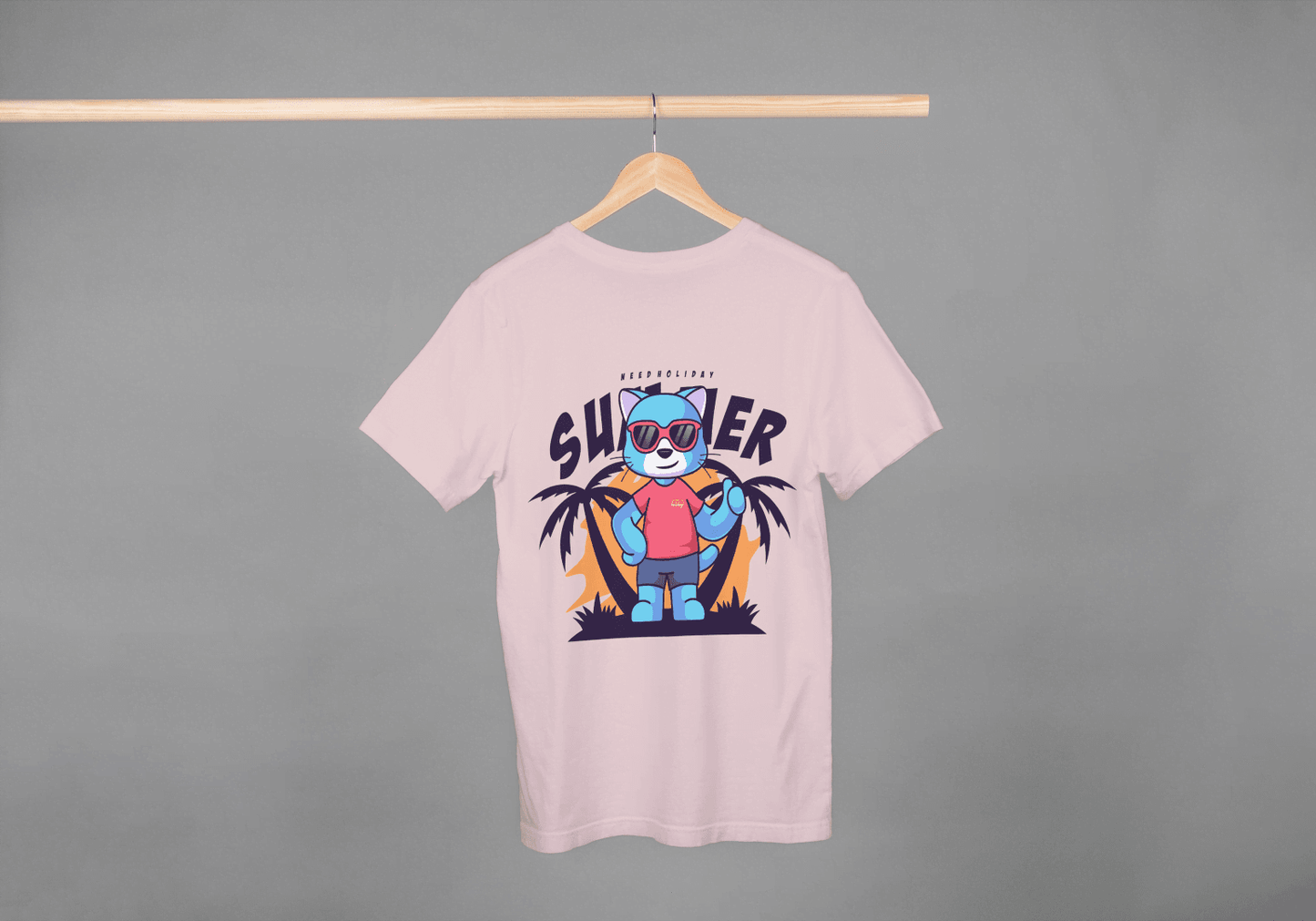 Keep Holiday Summer Cat: Funny Beach Vibes Tee - Essentia Attire