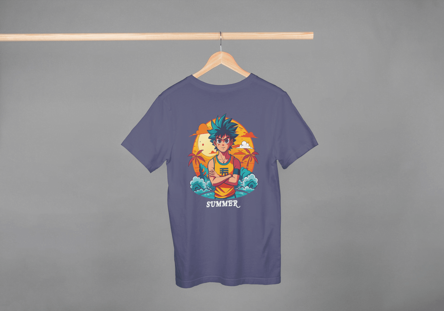 Anime Summer Beach: Manga Style Vacation Tee - Essentia Attire