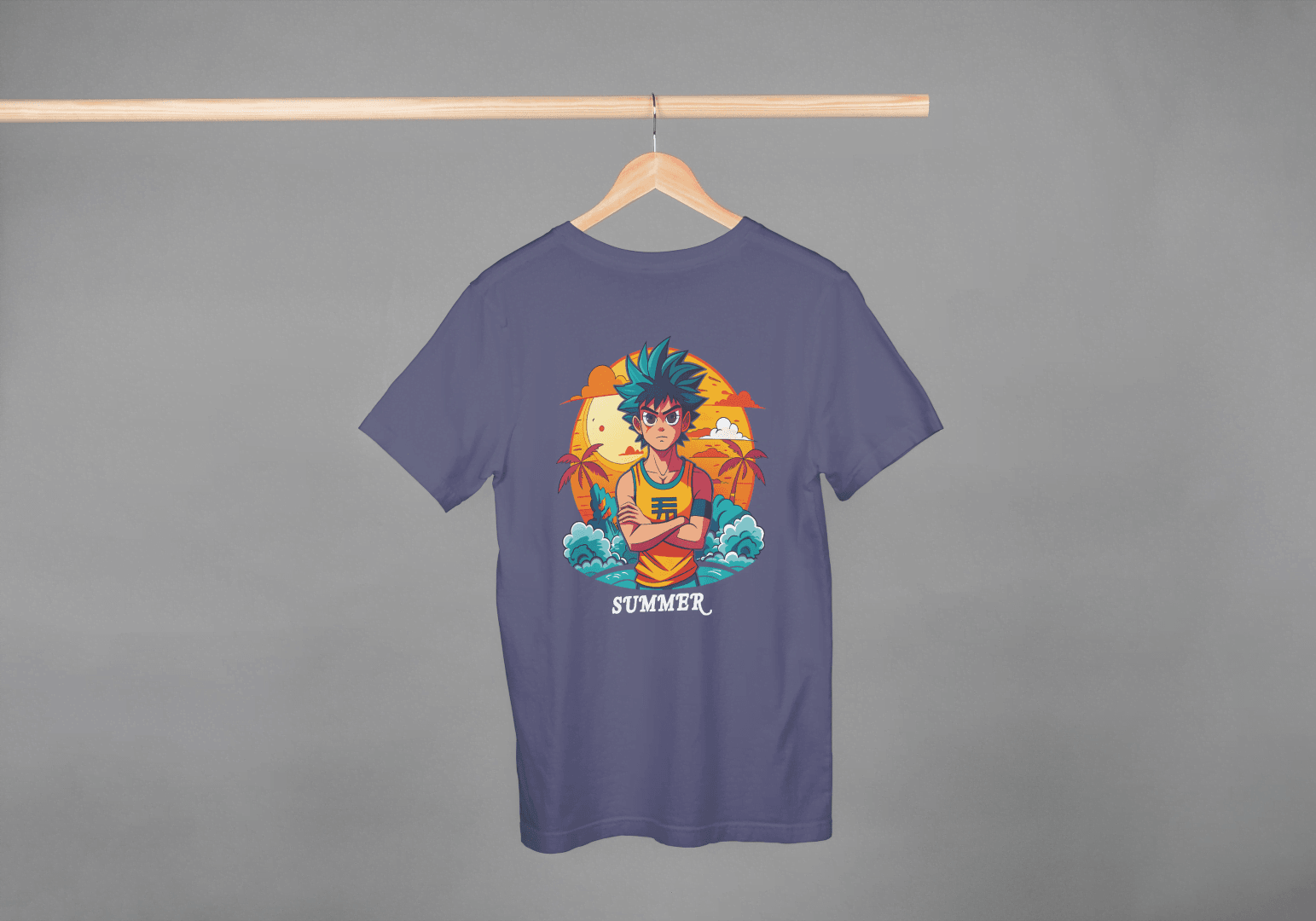 Anime Summer Beach: Manga Style Vacation Tee - Essentia Attire
