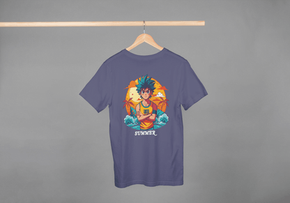 Anime Summer Beach: Manga Style Vacation Tee - Essentia Attire