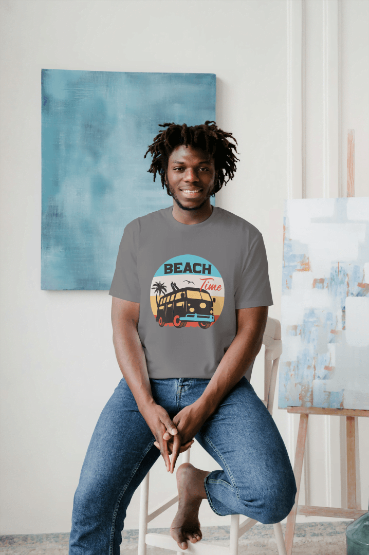 Beach Time Vintage Camper Van: Summer Surf & Sand Tee - Essentia Attire
