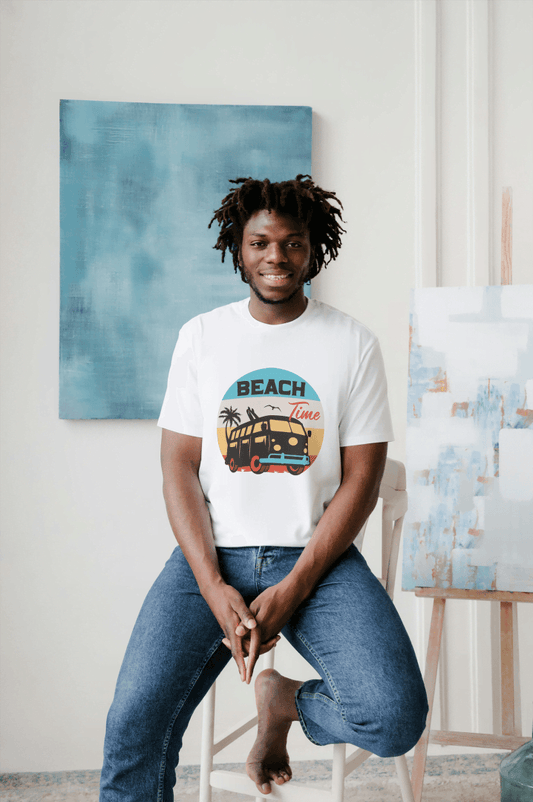 Beach Time Vintage Camper Van: Summer Surf & Sand Tee - Essentia Attire