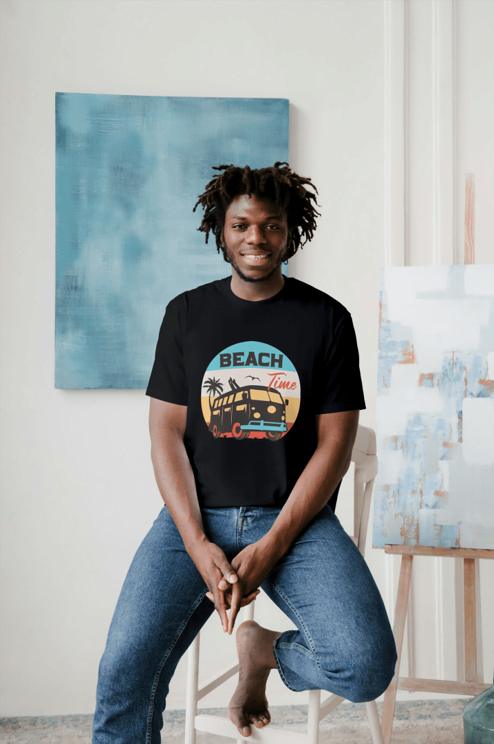Beach Time Vintage Camper Van: Summer Surf & Sand Tee - Essentia Attire