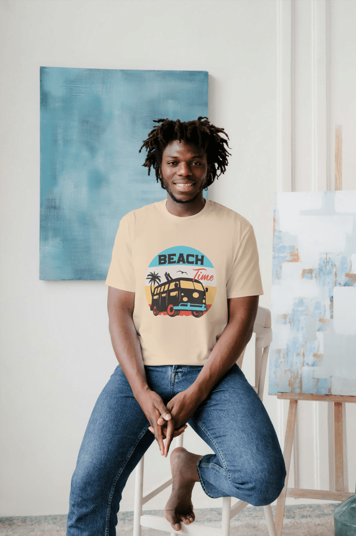 Beach Time Vintage Camper Van: Summer Surf & Sand Tee - Essentia Attire