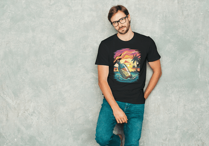 Message in a Bottle Sunset: Tropical Beach Vibes Tee - Essentia Attire