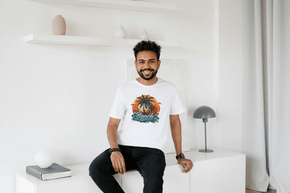 Beach Sunset Palm Tree: Tropical Summer Vibes Tee - Essentia Attire