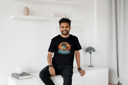Beach Sunset Palm Tree: Tropical Summer Vibes Tee - Essentia Attire