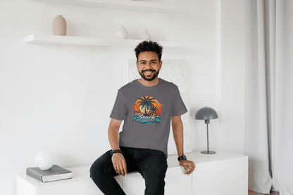 Beach Sunset Palm Tree: Tropical Summer Vibes Tee - Essentia Attire